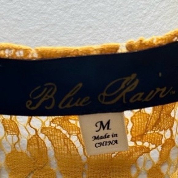 Blue Rain Yellow Lace Maxi Kimono - Picture 4 of 5